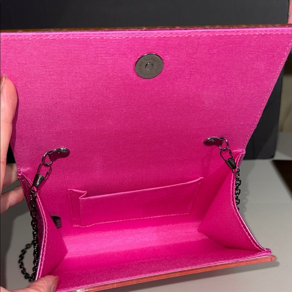 KURT GEIGER NEW Glittery Pink Clutch multi way crossbody Bag - Picture 5 of 10